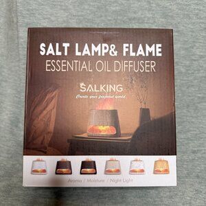 Salt Lamp & Flame Essential Oil Diffuser Salking Wooden Grain